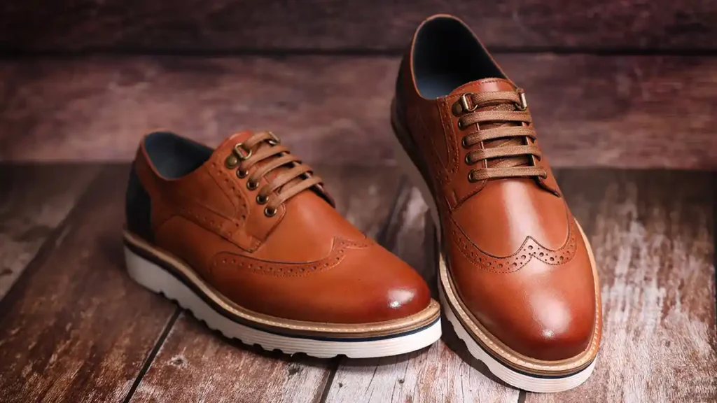 Premium leather shoe photography with detailed product styling